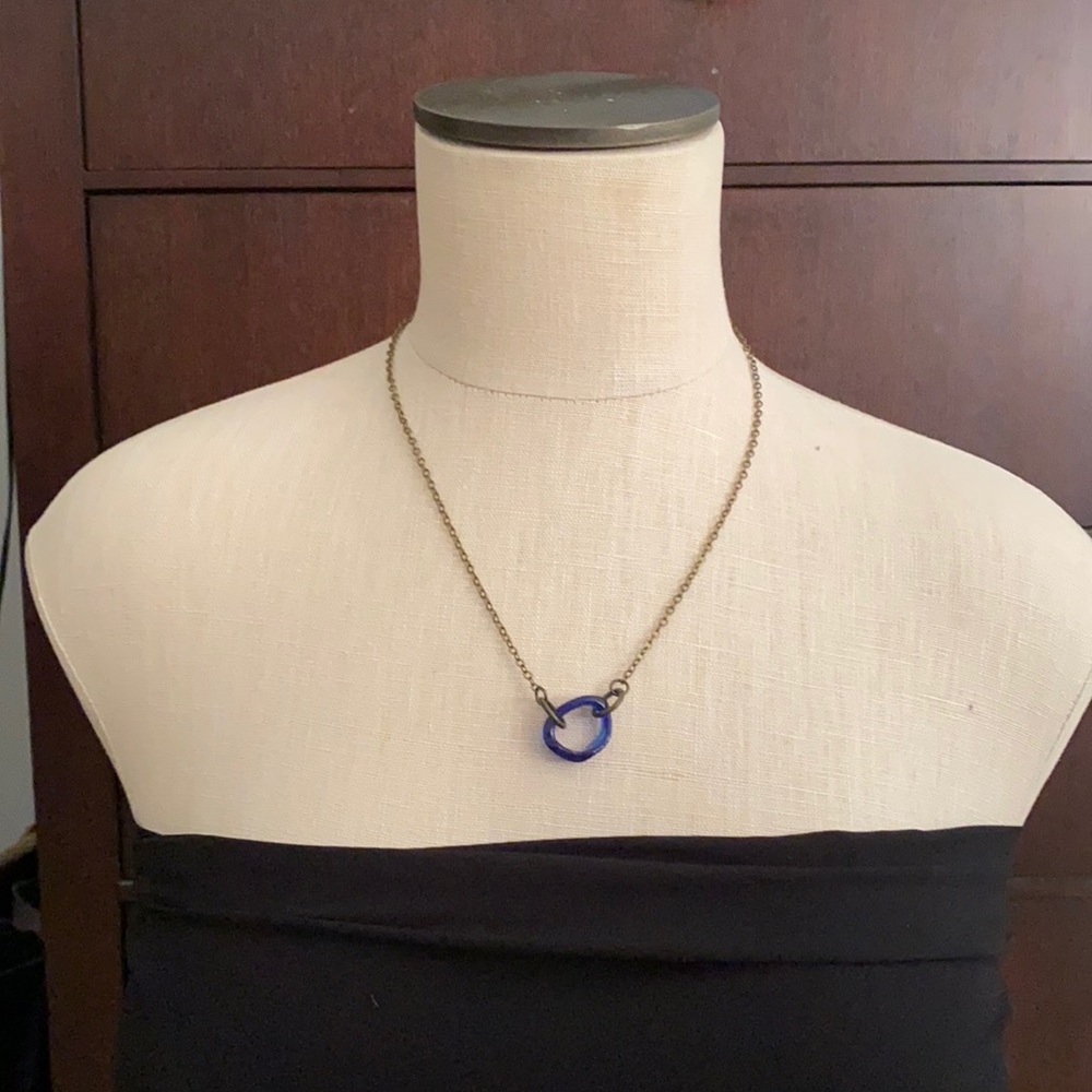 Blue glass bead necklace